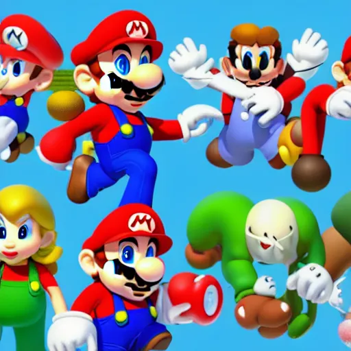 Prompt: Super Mario game sprites