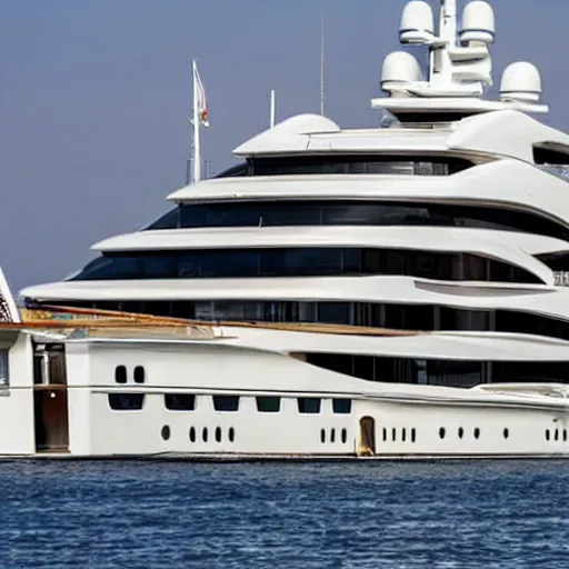 Prompt: wrinkled hunchbacked old butler polishing the side of a gold plated mega yacht