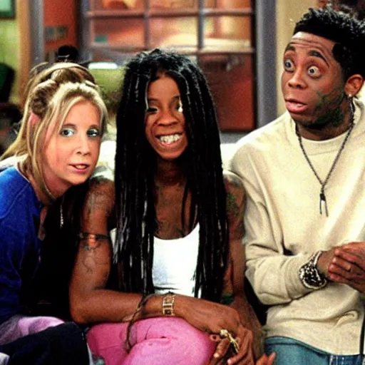 Prompt: a tv still of Lil' Wayne starring in Friends (1999)