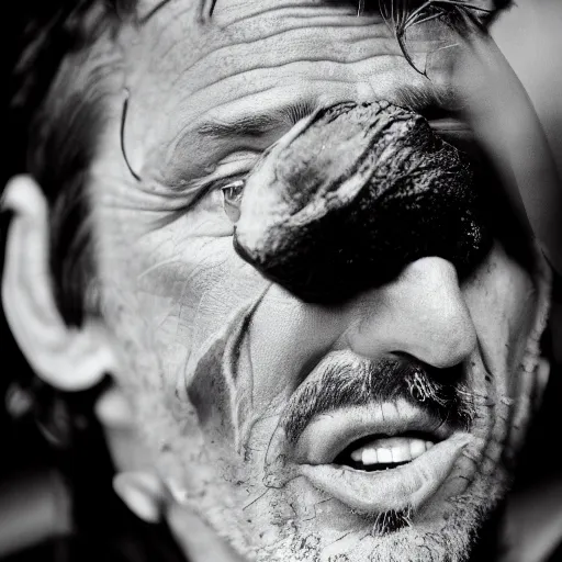 Prompt: a portrait of sean penn with a face like a dried raisin, dslr