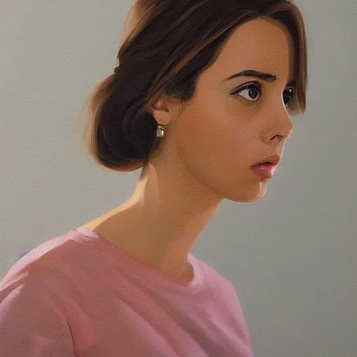 Prompt: a gallery painting portrait by Phil noto. The painting is of Ana Celia de Armas Caso