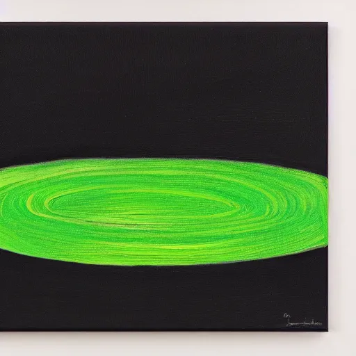 Image similar to a green ring on black canvas, very wide brush