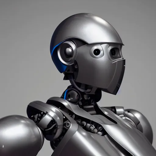 Image similar to an amazing robot-helmet, robotic head-bust portrait, of a sci-fi, human robot hybrid with weaponized systems built into the 3d helmet, cgi, zbrush, blender, octane render