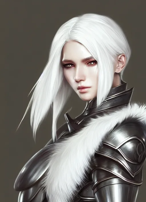 Prompt: fur - lined armor!!! beautiful and elegant white haired female!! gorgeous ayes!! character concept art, sharp focus, octane render! unreal engine 5! highly rendered!! trending on artstation!! detailed linework!! illustration by artgerm, wlop and ayami kojima