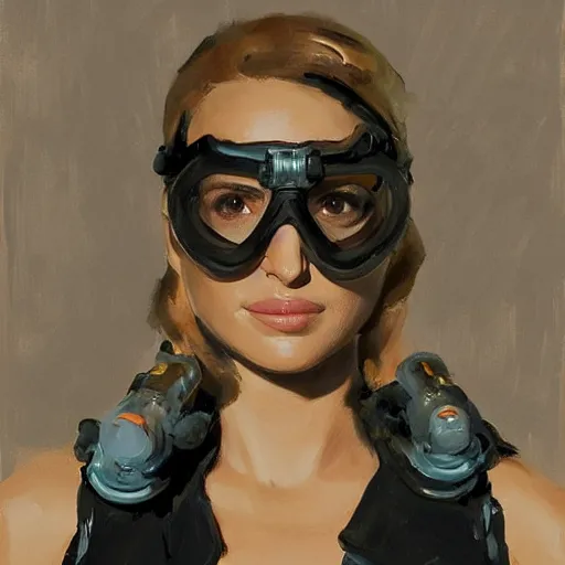 Image similar to a portrait of natalie portman in a scuba dive mask and a snorkel, greg manchess painting by sargent and leyendecker, studio ghibli, fantasy, medium shot, asymmetrical, intricate, elegant, matte painting, illustration, hearthstone, by greg rutkowski, by greg tocchini, by james gilleard, by joe fenton