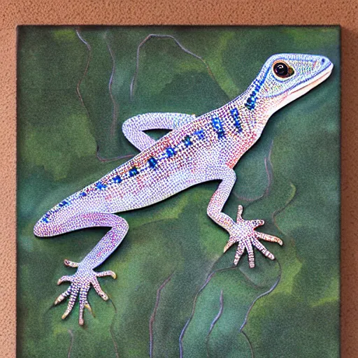 Prompt: lizard, dot point art, beautiful!! n-3