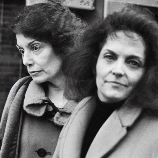 Prompt: a portrait of a woman looking off onto the streets, along with her wife, in january, 1 9 7 9. ( courtesy of the museum of american art )