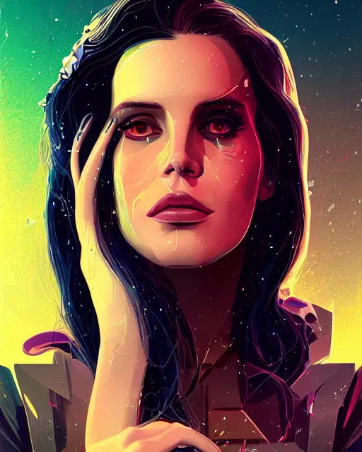 Image similar to portrait of lana del rey as a cyberpunk cyborg. sci - fi intricate abstract. intricate artwork, tear drops, roses, by tooth wu, wlop, beeple, dan mumford. concept art, octane render, trending on artstation, greg rutkowski, asymmetrical, cinematic arthouse, key art, hyper realism, iridescent accents