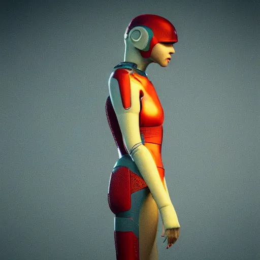 Image similar to character of ex machina 3 d render in octane