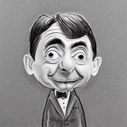 Image similar to mr bean drawn by a five year old, pencil