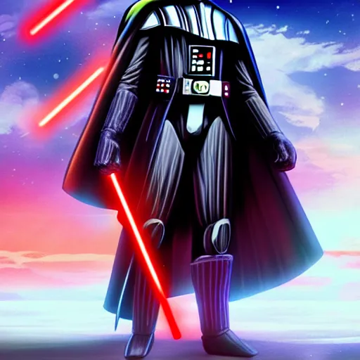 Darth Vader as an anime character from Dragon Ball Z.