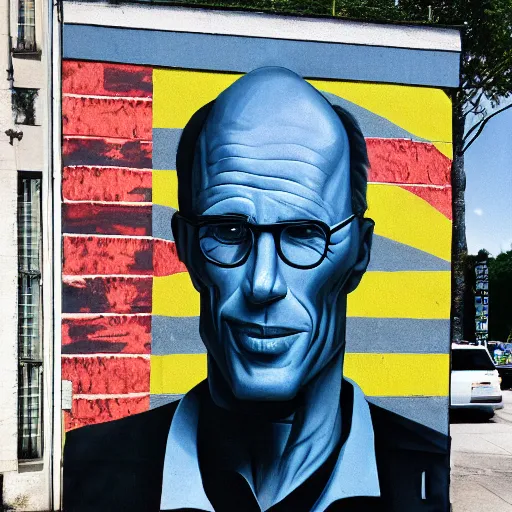 Prompt: 3D Street art representation of Ed Harris, F 1.4 Kodak Portra