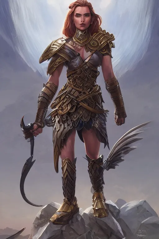 Image similar to amazon valkyrie athena, d & d, fantasy, portrait, highly detailed, headshot, digital painting, trending on artstation, concept art, sharp focus, illustration, art by artgerm and greg rutkowski and magali villeneuve