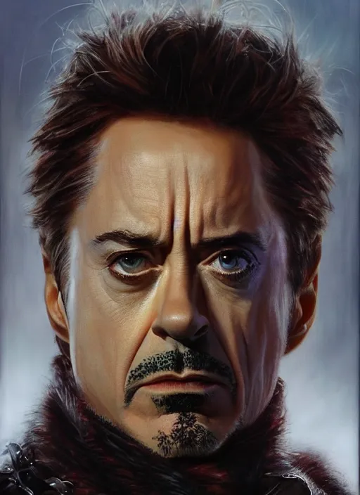 Prompt: robert downey jr. as evil saurman the white, by alan lee, lord of the rings, smooth, oil painting, matte painting, concept art, trending on artstation, promotional artwork, film still, elegant, photorealistic facial features, intricate, detailed face, cinematic lighting