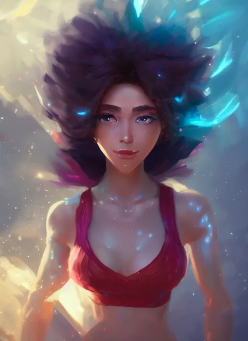 Prompt: taliyah, from league of legends, al natural, exhibant, boxing, in shape, hyper detailed, digital art, trending in artstation, cinematic lighting, studio quality, smooth render, unreal engine 5 rendered, octane rendered, art style by klimt and nixeu and ian sprigger and wlop and krenz cushart