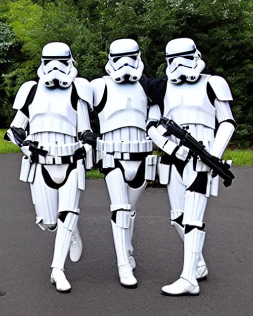 Image similar to stormtroopers wearing white kilts and black pointe shoes