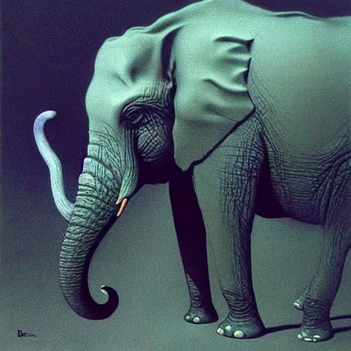 Image similar to elephant goddess by beksinski