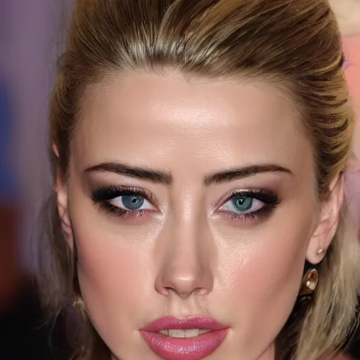 Image similar to uhd, high resolution photography of woman, genetic combination of donald trump and amber heard face, amber heard body, donald trump face, symmetrical upper body, body focus