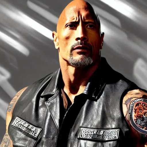 Image similar to Dwayne Johnson in Sons of anarchy very detail4K quality super realistic