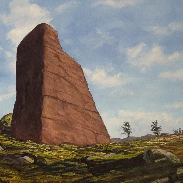 Prompt: a painting of a gigantic ancient monolith