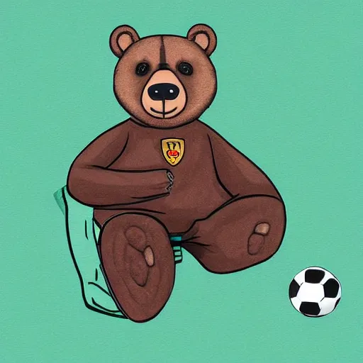 Image similar to A bear in a soccer suit smoking a cigar while drifting in a Lamborghini, digital art