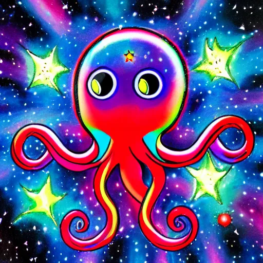 Image similar to rainbow cosmic octopus