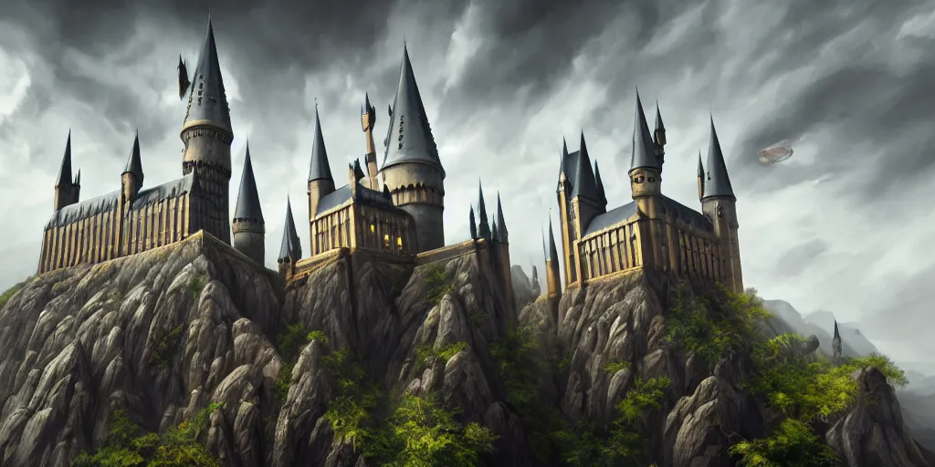 Image similar to mysterious painting of Hogwarts, immaculate scale, hyper-realistic, Unreal Engine, Octane Render, digital art, trending on Artstation, 16k, detailed, atmospheric, immaculate