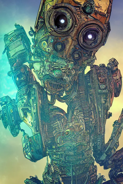 Image similar to tribal vodoo mask feather gemstone global illumination ray tracing hdr that looks like it is from borderlands and by feng zhu and loish and laurie greasley, victo ngai, andreas rocha, john harris