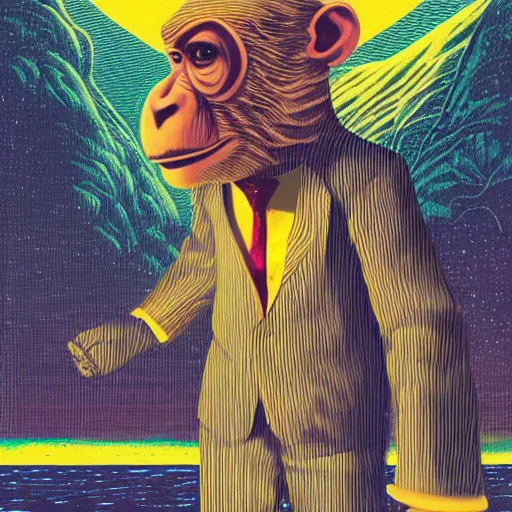 Prompt: Monkey in a suit landscape by Casey Weldon, Maciej Kuciara,8k ultra high definition, upscaled, perfect composition , golden ratio, image credit nasa nat geo
