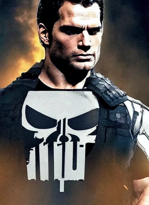 Prompt: Henry Cavill as The Punisher