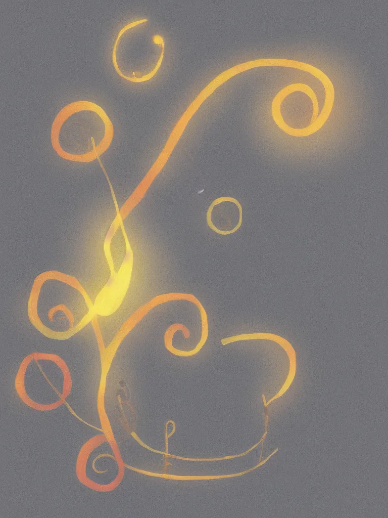 Prompt: a digital painting of an acorn that turns into a tree in the shape of a treble clef with some light effects, dynamic, energetic, but minimal af