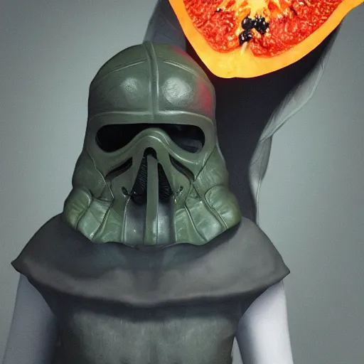 Prompt: papaya Sith Lord, hyperrealistic render, highly detailed, 4k, artstation