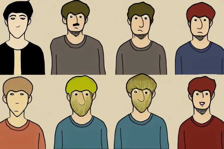 Image similar to Drawn guy, in full growth, in different styles, with different backgrounds