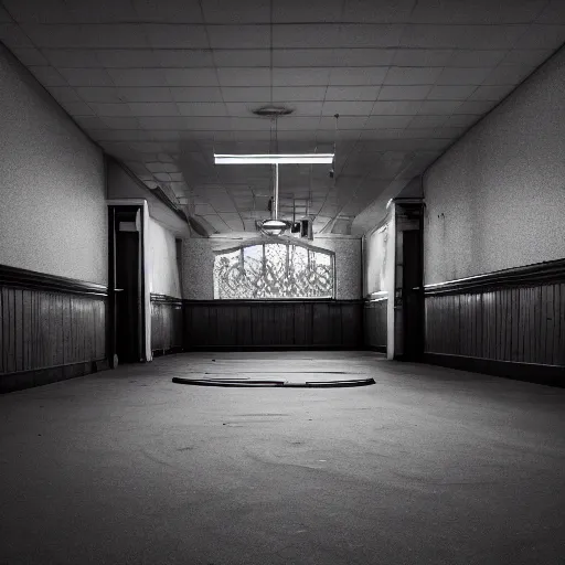 Prompt: an empty dark poolroom with creepy vibes