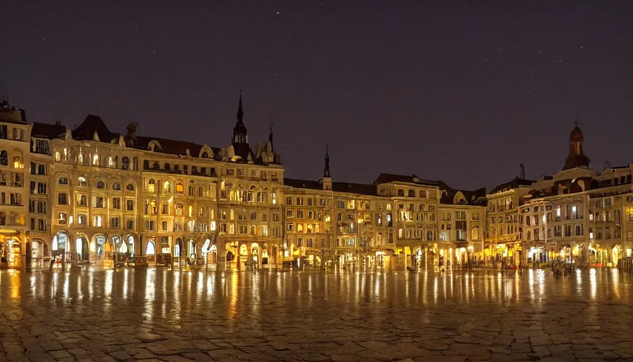 Prompt: a beautiful city square at night