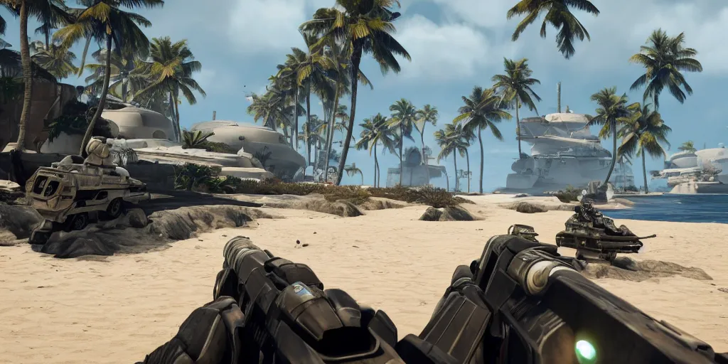 Image similar to screenshot of shore troopers, on scarif, ea star wars battlefront 2015