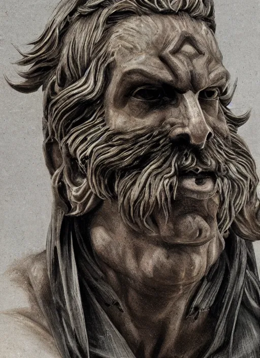 Image similar to close up concept art of an ancient greek character, by robert irkman, by ayami kojima, brutalism