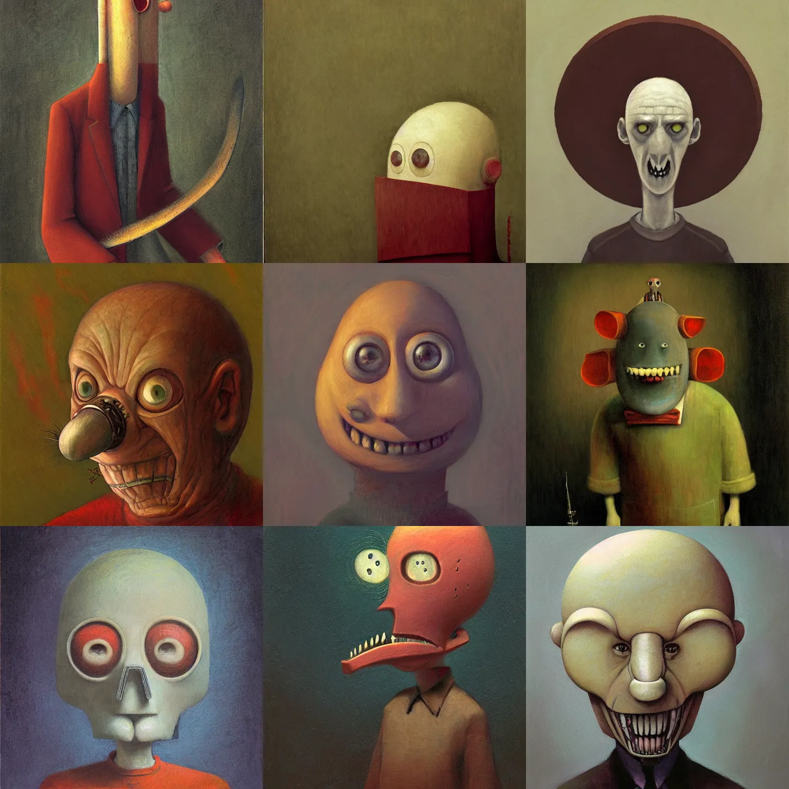 Prompt: a portrait of a mad character by shaun tan