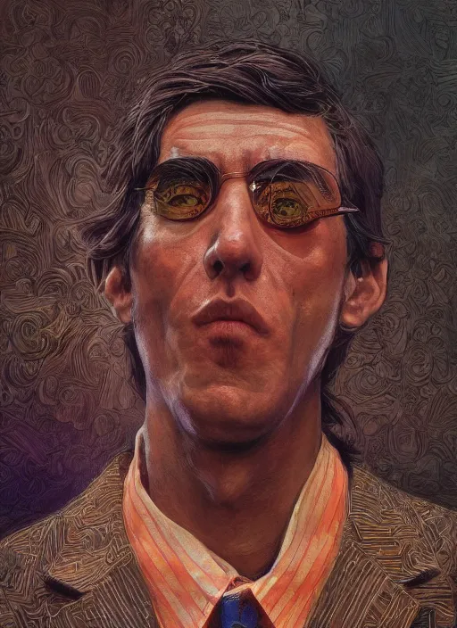 Prompt: portrait of Gonzo in Society (1989), intricate, highly detailed, centered, digital painting, artstation, concept art, textured, smooth, sharp focus, illustration, artgerm, donato giancola, Joseph Christian Leyendecker, WLOP, Artgerm