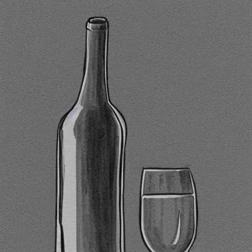 Prompt: sketch of a wine bottle by scott robertson