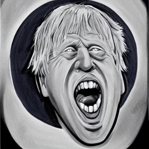 Image similar to boris johnson in the style of the scream