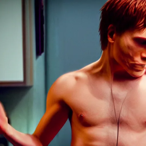 Image similar to Live Action Still of Jerma in Scott Pilgrim, real life, hyperrealistic, ultra realistic, realistic, highly detailed, epic, HD quality, 8k resolution, body and headshot, film still