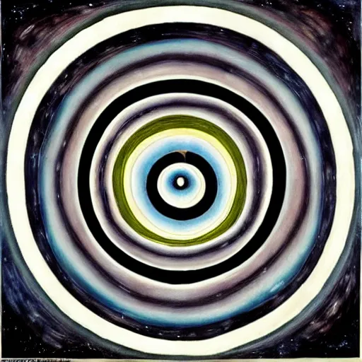 Prompt: A beautiful land art of a black hole. This hole appears to be a portal to another dimension or reality, and it is emitting a bright, white light. There are also stars and other celestial objects around it. ecru by Bernard Buffet kaleidoscopic