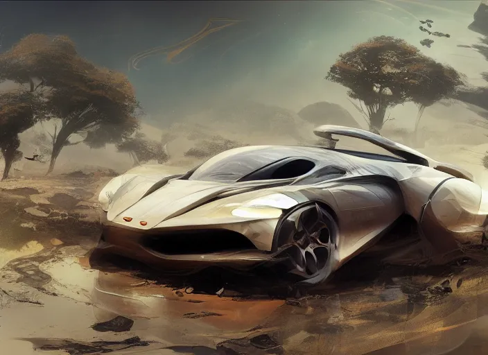 Image similar to a beautiful concept design of a supercar converted into offroad sport. car design by cory loftis, fenghua zhong, ryohei hase, ismail inceoglu and ruan jia, henrik fisker and bruce kaiser and scott robertson and dmitry mazurkevich and doruk erdem and jon sibal, volumetric light.