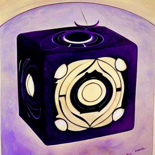 Image similar to beautiful art nouveau painting of companion - cube!!!!!!!!!!!!!!!!! companion - cube!!!!!!!!!!!!!!!!!