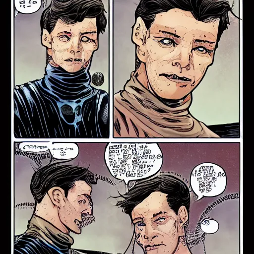 Image similar to paul atreides from dune in jan duursema comic book detailed style