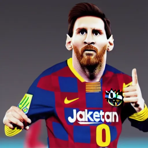 Prompt: lionel messi in the shape of a nintendo