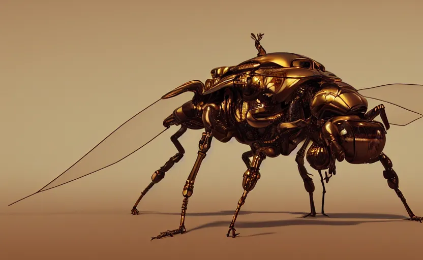 Prompt: insect robot, hyperdetailed, artstation, cgsociety, golden hour 8 k