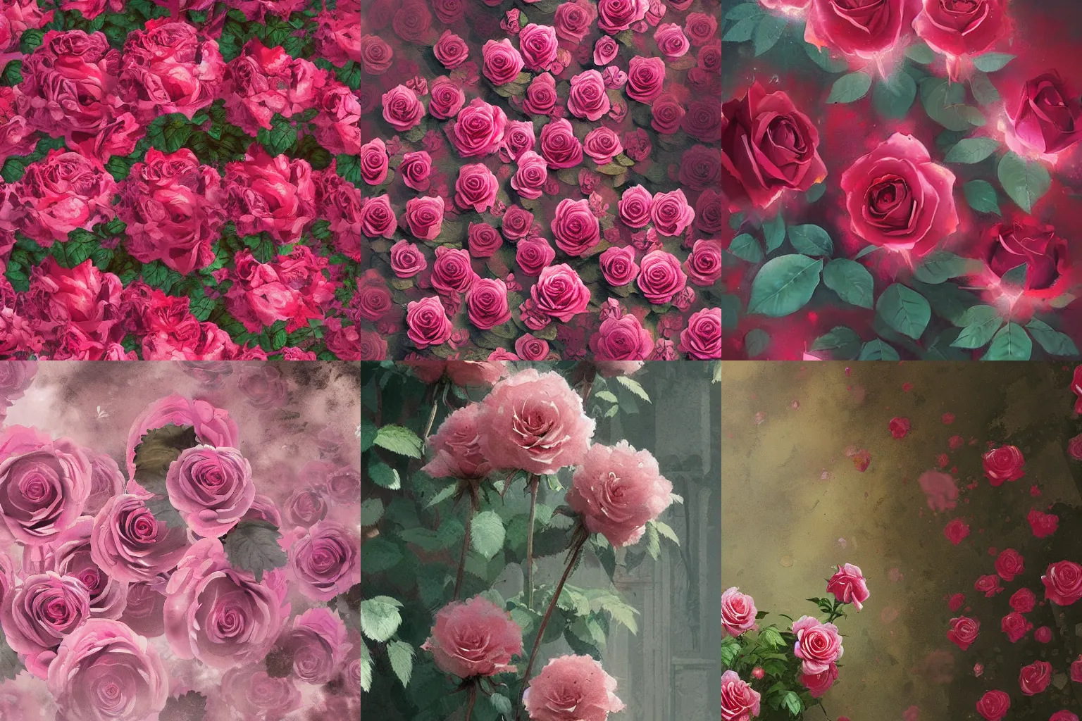 Prompt: floral rose background by Greg rutkowski