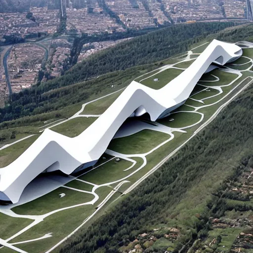 Prompt: a military base designed by zaha hadid